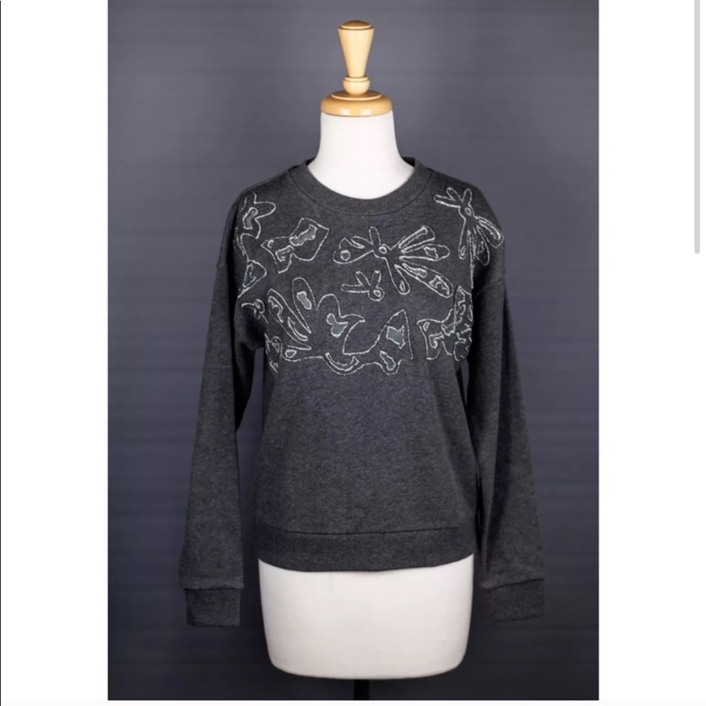 BANANA REPUBLIC APPLIQUÉ FLORAL SWEATSHIRT S